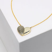 Load image into Gallery viewer, Custom 925 Sterling Silver FINGERPRINT DOUBLE HEART Overlapping Necklace
