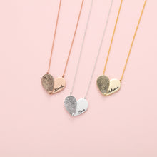 Load image into Gallery viewer, Custom 925 Sterling Silver FINGERPRINT DOUBLE HEART Overlapping Necklace
