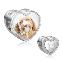 Load image into Gallery viewer, Custom 925 Sterling silver SPARKLY PET PHOTO Bracelet Charm
