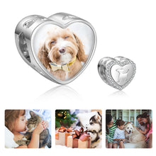 Load image into Gallery viewer, Custom 925 Sterling silver SPARKLY PET PHOTO Bracelet Charm
