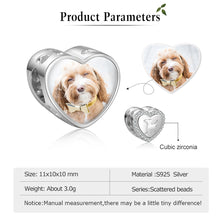 Load image into Gallery viewer, Custom 925 Sterling silver SPARKLY PET PHOTO Bracelet Charm
