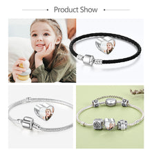 Load image into Gallery viewer, Custom 925 Sterling Silver NAME HEART PHOTO Bracelet CHARM
