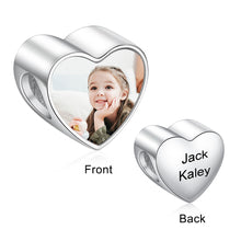 Load image into Gallery viewer, Custom 925 Sterling Silver NAME HEART PHOTO Bracelet CHARM
