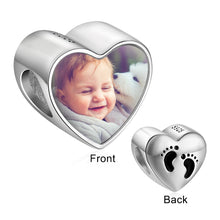 Load image into Gallery viewer, Custom 925 Sterling Silver BABY HEARTH PHOTO Bracelet Charm
