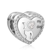 Carica l&#39;immagine nel visualizzatore di Gallery, Fascino braccialetto personalizzato in argento sterling 925 I LOVE MY DOG PHOTO
