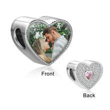 Load image into Gallery viewer, Custom 925 Sterling Silver SPARKLY HEART PHOTO Bracelet Charm
