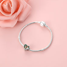 Carica l&#39;immagine nel visualizzatore di Gallery, Ciondolo per bracciale FOTO CUORE SPARKLY in argento sterling 925 personalizzato
