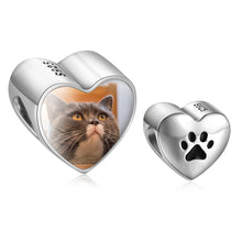 Load image into Gallery viewer, Custom 925 Sterling Silver FOOTPRINT CAT PHOTO Bracelet Charm
