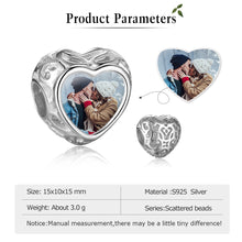 Load image into Gallery viewer, Custom 925 Sterling Silver FOREVER HEART PHOTO Bracelet Charm
