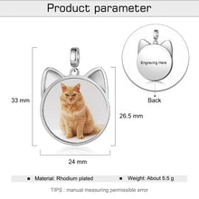 Load image into Gallery viewer, Custom CAT EARS  PHOTO Rhodium Plated Charm
