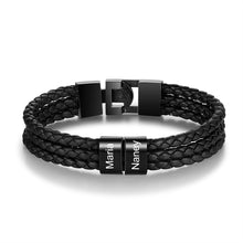 Load image into Gallery viewer, Custom HYPOALLERGENIC &amp; STAINLESS STEEL (up to 8) NAME BLACK Bracelet (Man)
