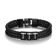 Load image into Gallery viewer, Custom HYPOALLERGENIC &amp; STAINLESS STEEL (up to 8) NAME BLACK Bracelet (Man)
