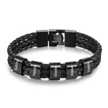 Load image into Gallery viewer, Custom HYPOALLERGENIC &amp; STAINLESS STEEL (up to 8) NAME BLACK Bracelet (Man)
