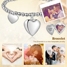 Load image into Gallery viewer, Custom HEART PHOTO/NAME White Gold Plated Bracelet
