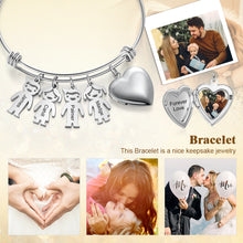 Load image into Gallery viewer, Custom NAME HYPOALLERGENIC &amp; STAINLESS STEEL FAMILY HEART PHOTO Bracelet
