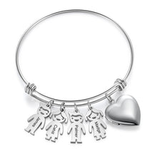 Load image into Gallery viewer, Custom NAME HYPOALLERGENIC &amp; STAINLESS STEEL FAMILY HEART PHOTO Bracelet
