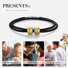 Carica l&#39;immagine nel visualizzatore di Gallery, Bracciale personalizzato con PERLINE IN PELLE NERA IPOALLERGENICO E IN ACCIAIO INOSSIDABILE
