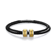 Carica l&#39;immagine nel visualizzatore di Gallery, Bracciale personalizzato con PERLINE IN PELLE NERA IPOALLERGENICO E IN ACCIAIO INOSSIDABILE
