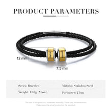 Carica l&#39;immagine nel visualizzatore di Gallery, Bracciale personalizzato con PERLINE IN PELLE NERA IPOALLERGENICO E IN ACCIAIO INOSSIDABILE
