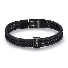 Load image into Gallery viewer, Custom HYPOALLERGENIC &amp; STAINLESS STEEL (up to 8) NAME BLACK Bracelet (Man)
