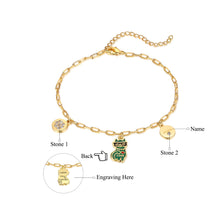 Load image into Gallery viewer, Custom Birthstone/Name  CAT Gold/White/Rose Plated Bracelet
