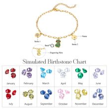 Load image into Gallery viewer, Custom Birthstone/Name  CAT Gold/White/Rose Plated Bracelet
