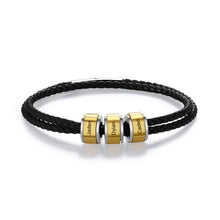 Load image into Gallery viewer, Custom HYPOALLERGENIC &amp; STAINLESS STEEL BLACK LEATHER BEAD Bracelet
