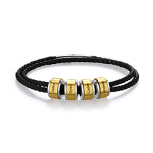 Carica l&#39;immagine nel visualizzatore di Gallery, Bracciale personalizzato con PERLINE IN PELLE NERA IPOALLERGENICO E IN ACCIAIO INOSSIDABILE
