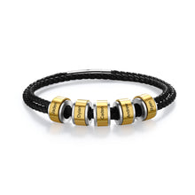 Load image into Gallery viewer, Custom HYPOALLERGENIC &amp; STAINLESS STEEL BLACK LEATHER BEAD Bracelet
