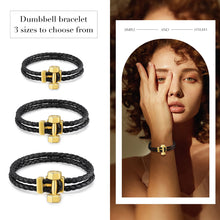 Load image into Gallery viewer, DUMBBEL Men Leather/18K Bracelet
