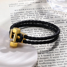 Load image into Gallery viewer, DUMBBEL Men Leather/18K Bracelet
