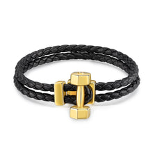 Load image into Gallery viewer, DUMBBEL Men Leather/18K Bracelet
