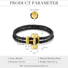 Load image into Gallery viewer, DUMBBEL Men Leather/18K Bracelet
