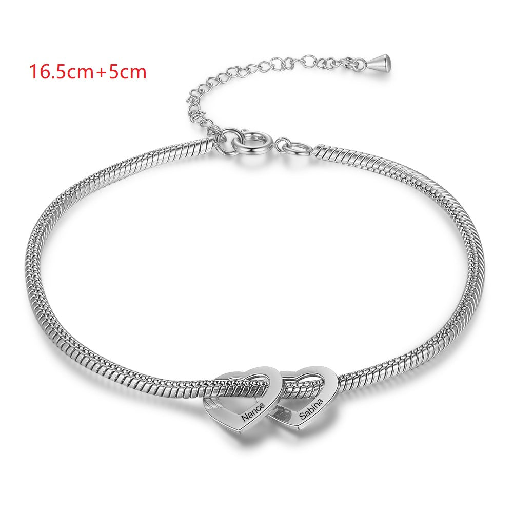 Bracciale personalizzato IPOALLERGENICO E IN ACCIAIO INOSSIDABILE (fino a 6) CUORE G/W/R placcato