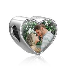 Load image into Gallery viewer, Custom 925 Sterling Silver SPARKLY HEART PHOTO Bracelet Charm
