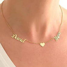 Load image into Gallery viewer, Custom 925 Sterling Silver COUPLE NAME with HEART Necklace
