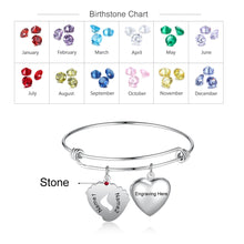 Load image into Gallery viewer, Custom BABY FEET HEART Charm Bangle Bracelet
