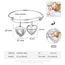 Load image into Gallery viewer, Custom BABY FEET HEART Charm Bangle Bracelet
