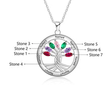 Load image into Gallery viewer, Custom 925 Sterling Silver TREE OF LIFE 7 BIRTHSTONES Necklace
