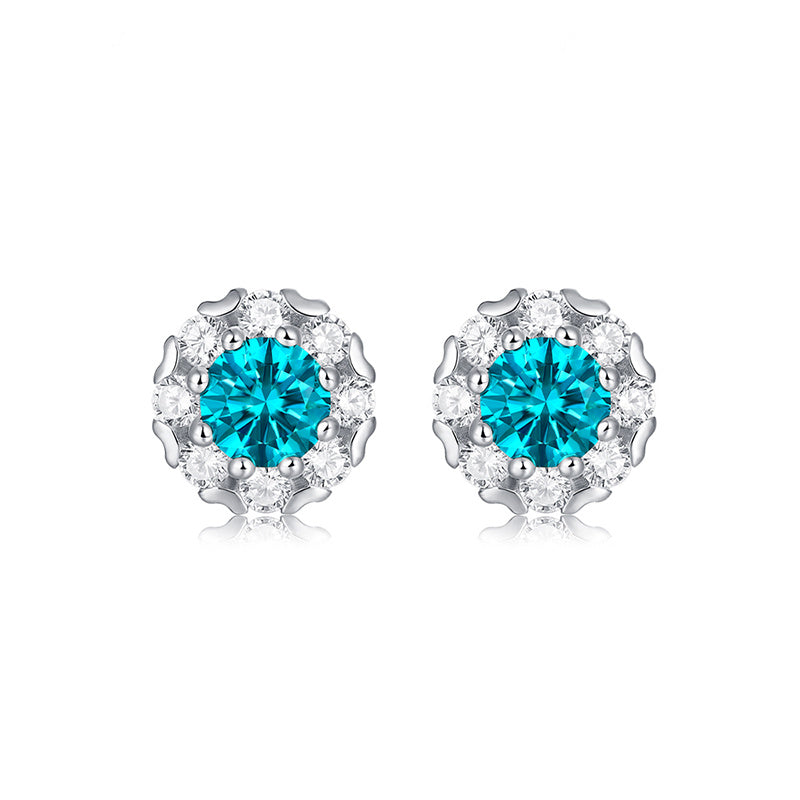 925 Sterling Silver MOISSANITE LIGHT BLUE Earrings