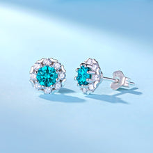 Load image into Gallery viewer, 925 Sterling Silver MOISSANITE LIGHT BLUE Earrings
