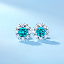 Load image into Gallery viewer, 925 Sterling Silver MOISSANITE LIGHT BLUE Earrings
