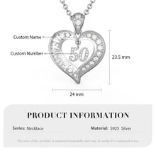 Load image into Gallery viewer, Custom 925 Silver Sterling NUMBER/NAME HEART Necklace
