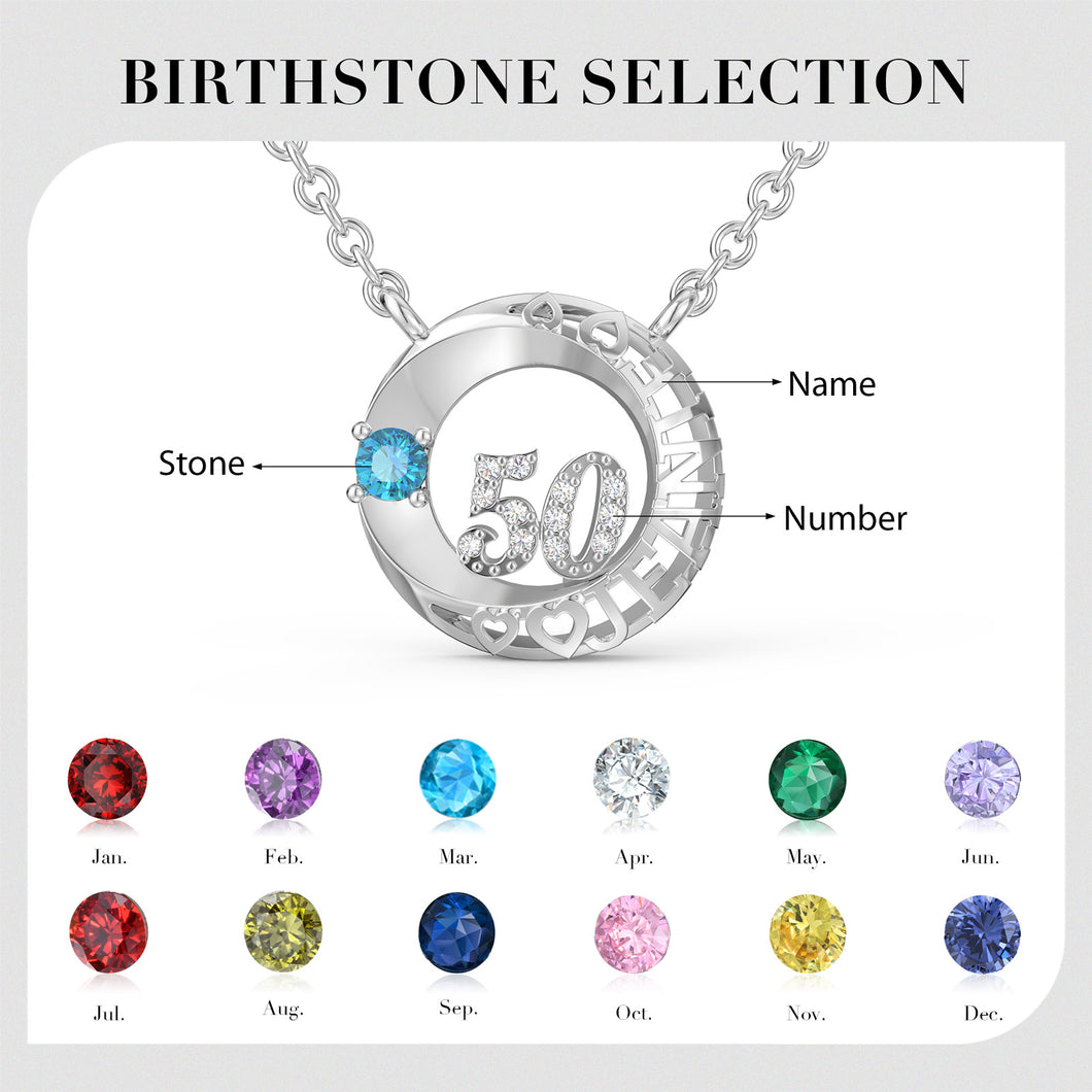 Custom 925 Sterling Silver NUMBER/NAME CIRCLE Necklace