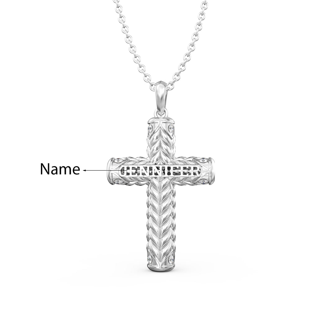 Custom 925 Sterling Silver CROSS NAME Necklace