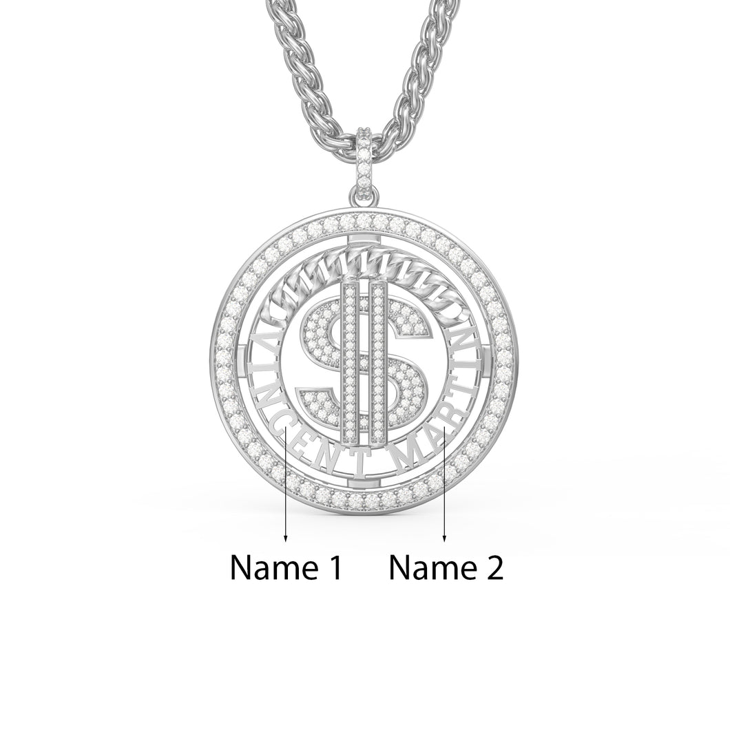 Custom 925 Sterling Silver KING DOLLAR Necklace