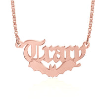 Load image into Gallery viewer, Custom HALLOWEEN🎃 BAT🦇NAME G/W/R Plated Necklace
