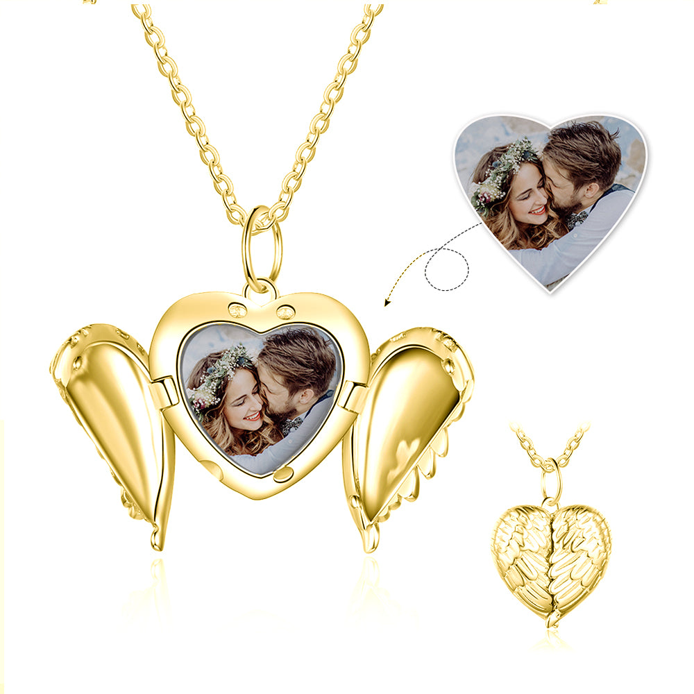 Custom 925 Sterling Silver HEART PHOTO Necklace