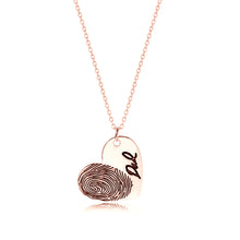 Load image into Gallery viewer, Custom 925 Sterling Silver FINGERPRINT DOUBLE HEART Overlapping Necklace
