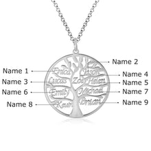 Load image into Gallery viewer, Custom 925 Sterling Silver TREE OF LIFE (up to 9) NAME Necklace
